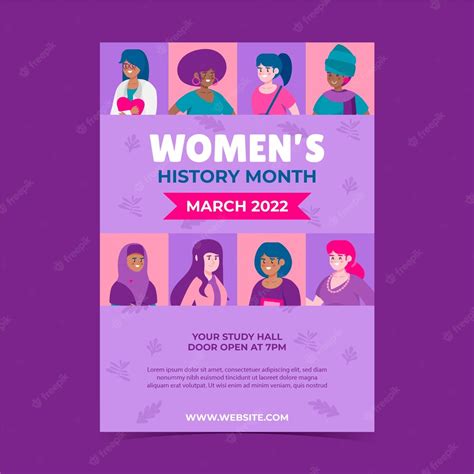 Free Vector Flat Womens History Month Vertical Poster Template