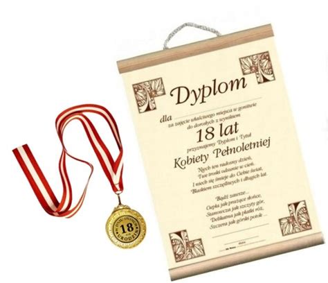 Dyplom I Medal Pami Tkowy Prezent Na Urodziny Pani