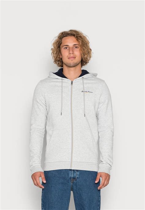 Jack And Jones Jcoberg Zip Hood Sweatjacke Light Grey Melange