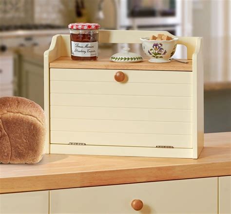 Traditional Wooden Country Kitchen Bread Bin And Shelf Buttermilk Bread