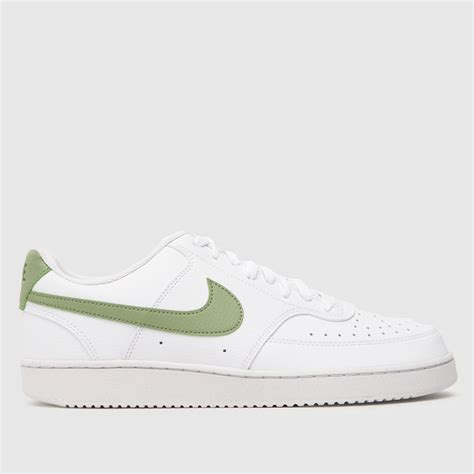 Nike White & Green Court Vision Low Trainers - Trainerspotter