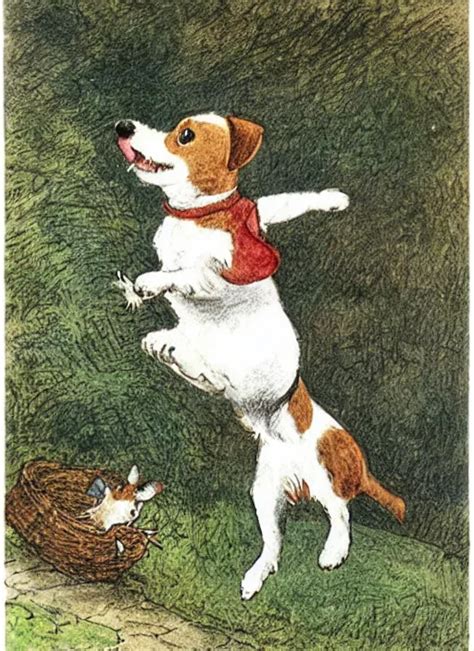 Jack Russel Terrier Jumping From The Ground Over A Stable Diffusion