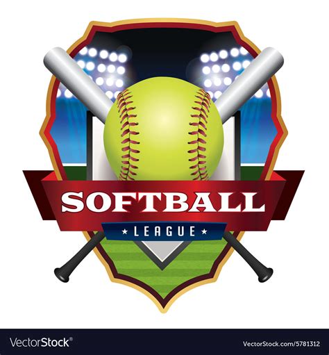 Softball League Badge Emblem Icon Royalty Free Vector Image