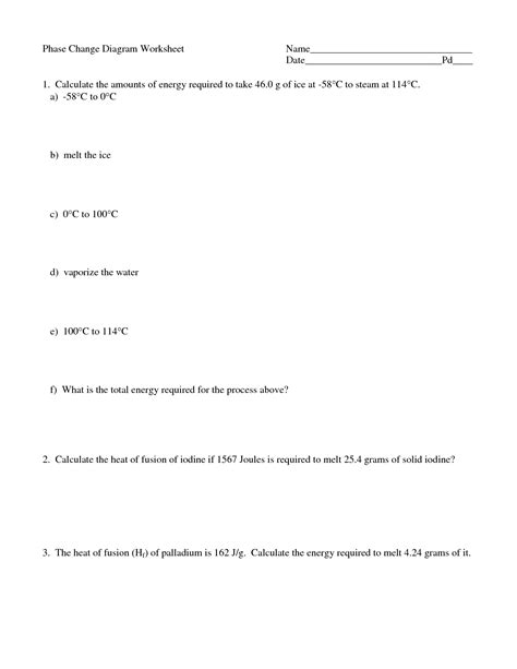 9 Phase Diagram Worksheet Answer Key