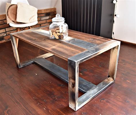 Handmade Reclaimed Wood Steel Coffee Table Vintage Rustic Etsy