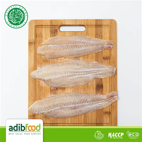 Dori Pangasius Fillet NBL Glaze 40 Belly Off 1 Kg Adibfood