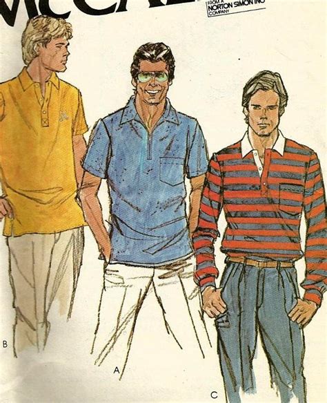 Vintage 70s McCalls 6609 UNCUT Mens Polo Shirt Sewing Pattern Size