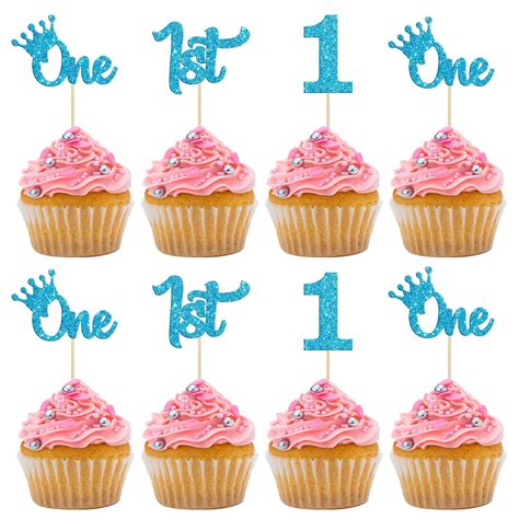 Pcs St Birthday Cupcake Toppers Glitter First Birthday Cake