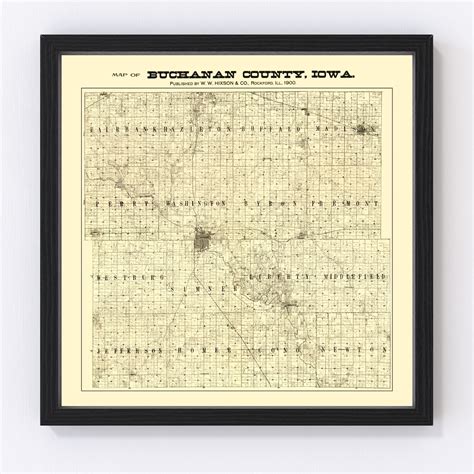 Vintage Map of Buchanan County, Iowa 1900 by Ted's Vintage Art