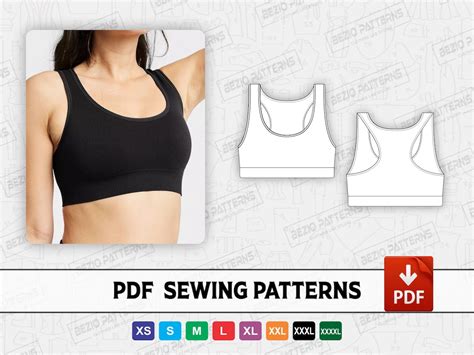 Sports Bra Racerback Sewing Pattern Templates Pdf Sewing Pattern Digital Pattern Sports Bra