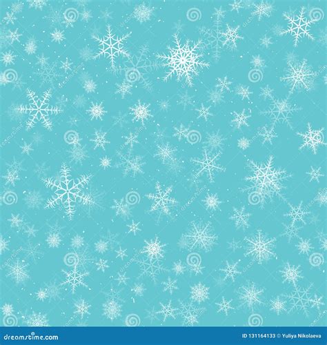 Snowflakes Seamless Pattern Winter Snow Flake Stars Falling Flakes