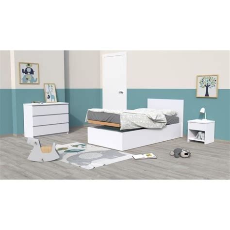 Bebeboutik Lit Coffre Enfant Contemporain Blanc MADRID L 90 X L