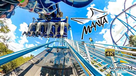 Manta Roller Coaster On Ride 4k Pov Normal And Horizon Locked Seaworld