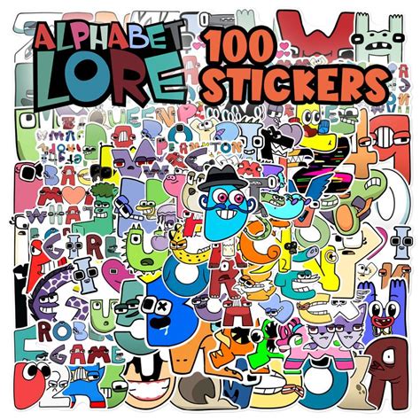 アルファベットロア ステッカー 100枚セット Pvc 防水 シール Alphabet Lore 英語 知育 海外 アニメ キャラクター