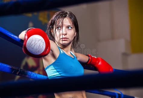 Girl Boxer In Boxing Ring Stock Photo Image Of Active 25392692