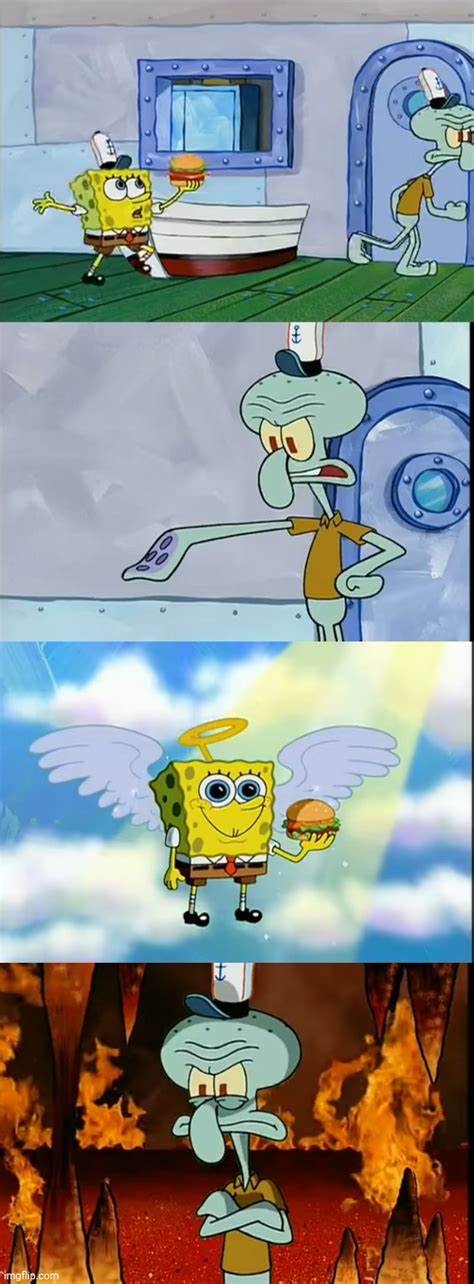 Good For Your Soul Angel Spongebob And Demon Squidward Imgflip