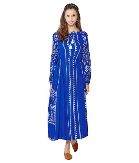 Global Desi Blue Printed Maxi Dress Buy Global Desi Blue Printed Maxi