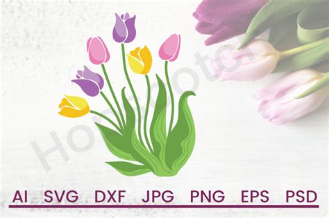 Tulips Svg Flowers Svg Spring Svg Dxf File Cuttable By Hopscotch