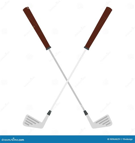 Crossed Golf Clubs Icon Isolated Stock Vector Illustration Of Icon