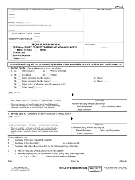 California Request Dismissal Doc Template PdfFiller