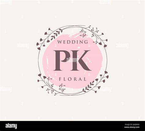 Pk Initials Letter Wedding Monogram Logos Template Hand Drawn Modern