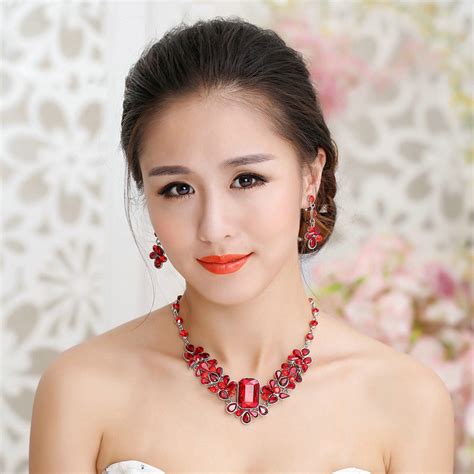 Buy Wholesale Fashion Retro Wedding Jewelry Sets Red Gemstone Flower