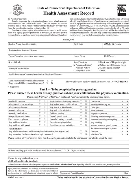 Connecticut Health Assessment 2012 2024 Form Fill Out And Sign Printable Pdf Template