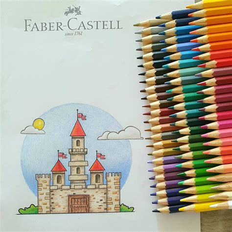 Castelo feito lápis de cor ecolapis Faber Castell 72 cores Faber