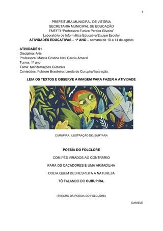 Atividades Educativas 1 Ano 11 Agosto PDF