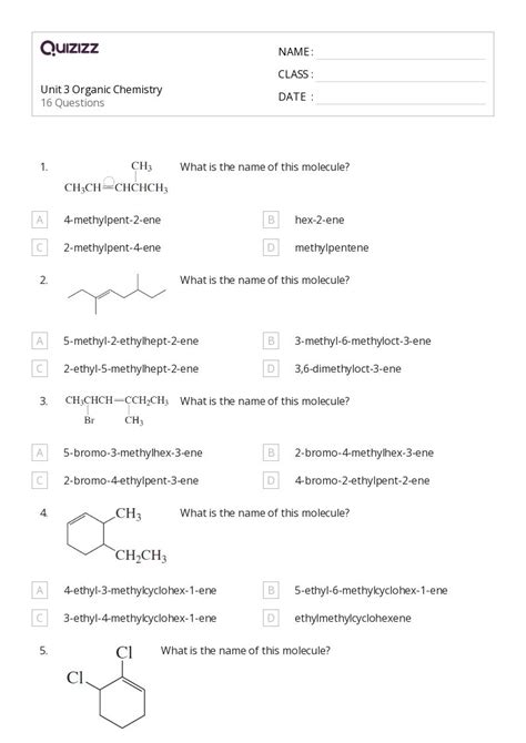 50 Organic Chemistry Worksheets On Quizizz Free And Printable