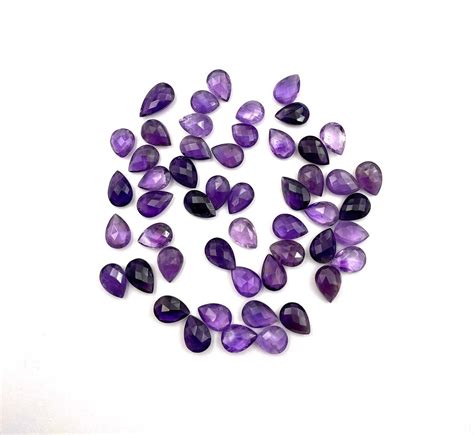 Natural Amethyst Pear Briolette Cut Loose Gemstone Lot Pcs Mm