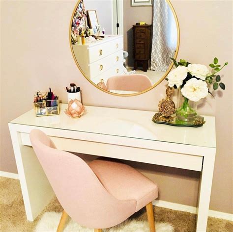 Styling A Ikea Vanity Makeup Dressing Table Gold Mirror Pink Chair Ikea