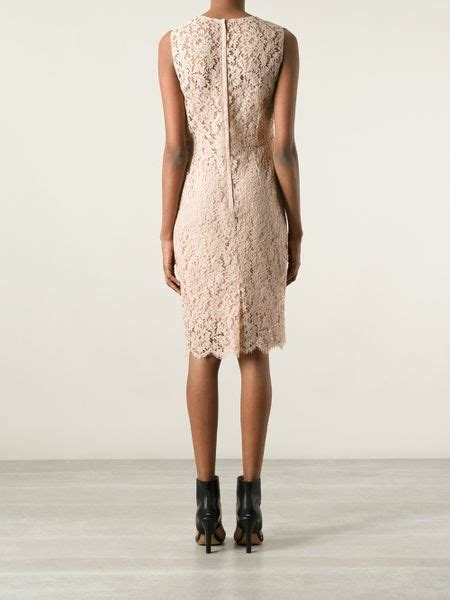 Dolce And Gabbana Sleeveless Floral Lace Dress In Beige Pink And Purple Lyst