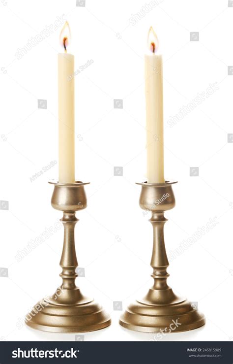 Retro Candlesticks Candles Isolated On White Stock Photo Edit Now