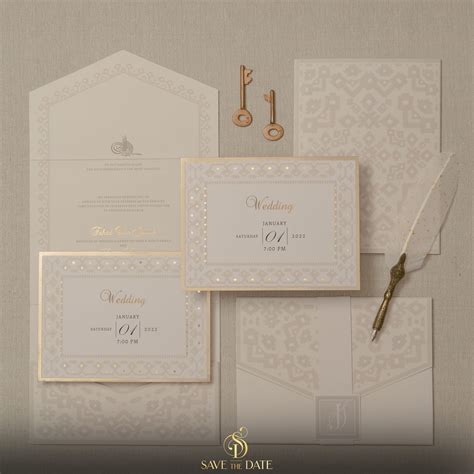 Timeless Threads of Jamdani – Soiree Invitation Set - Save The Date