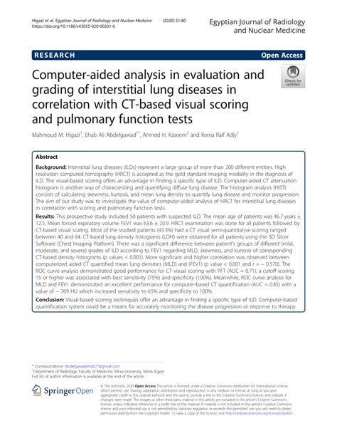 Pdf Computer Aided Analysis In Evaluation And Grading Of Interstitial Lung Diseases In