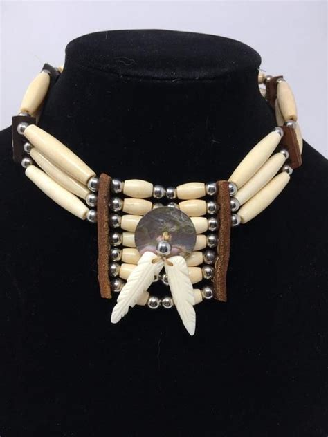 Antiqued Bone Hairpipe Choker W Abalone Shell Etsy Chokers Handcrafted Necklace Beautiful