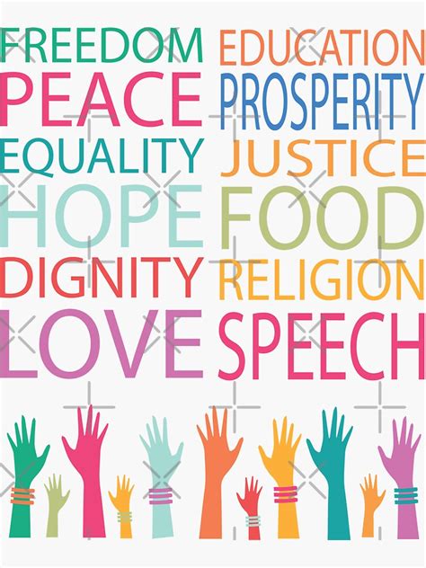 Human Rights Freedom Peace Equality Hope Dignity Love Education