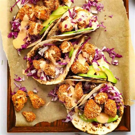 Crispy Cauliflower Tacos With Sweet Chilli Mayo