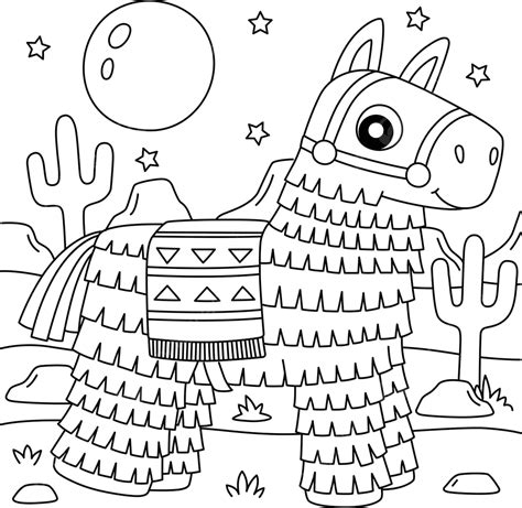 Dibujo De Página Para Colorear Piñata Cinco Mayo Divertida Niños Vector