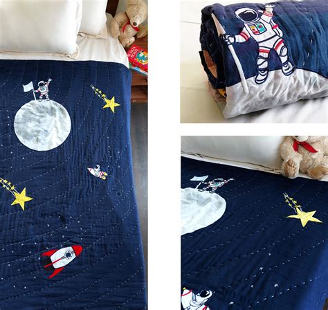 Christmas Space Quilt Astronaut Quilt Toddler Bedding Boys Etsy