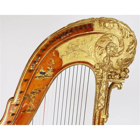 French Louis Xvi Carved Gilt And Vernis Martin Harp By Jean Henri