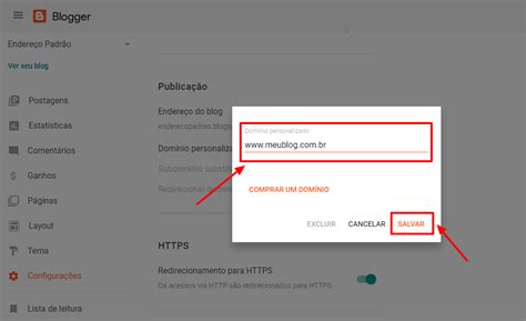 Como configurar um domínio personalizado no Blogger novo painel