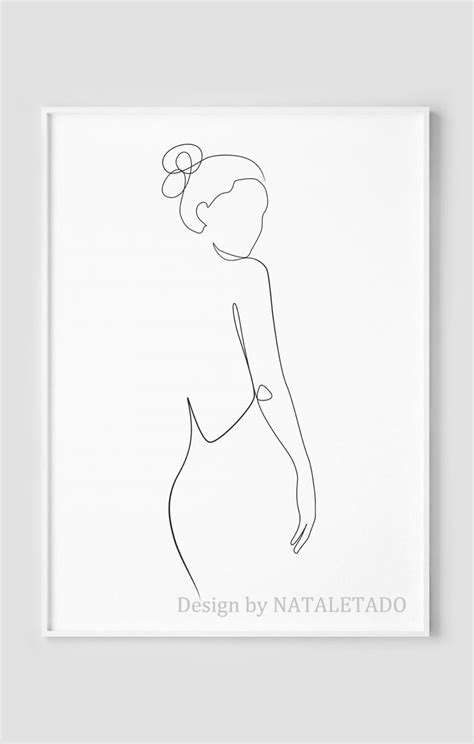 Handmade Products Hand Drawn Style Monochrome Nude Drawing Wall Print