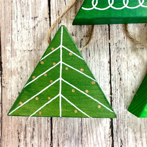 Hand Painted Set Of 3 Green Pine Tree Christmas Ornaments Etsy