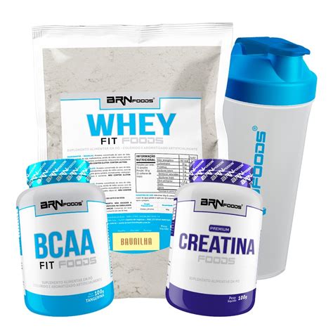 Kit Whey Protein Foods 500g BCAA Fit 100g Tang Premium Creatina 100g