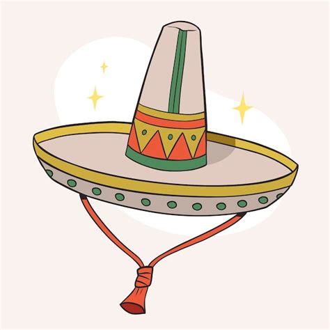 Dibujado a mano ilustración de dibujos animados de sombrero mexicano