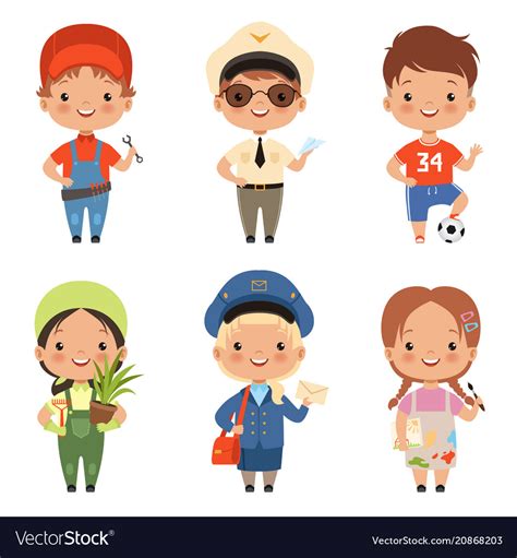 Funny cartoon children characters of various Vector Image