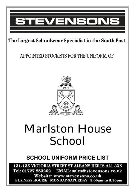 school uniform price list - Brockhurst and Marlston House Schools