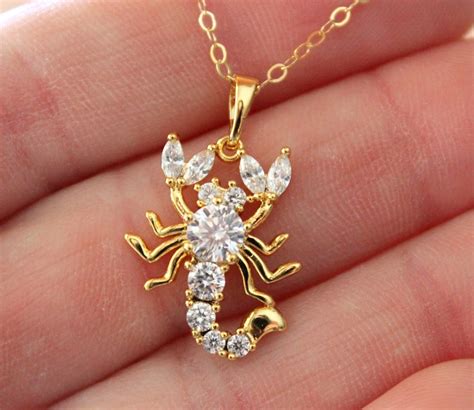 Gold Scorpio Pendant Necklace Women Gold Filled Scorpian Charm Etsy